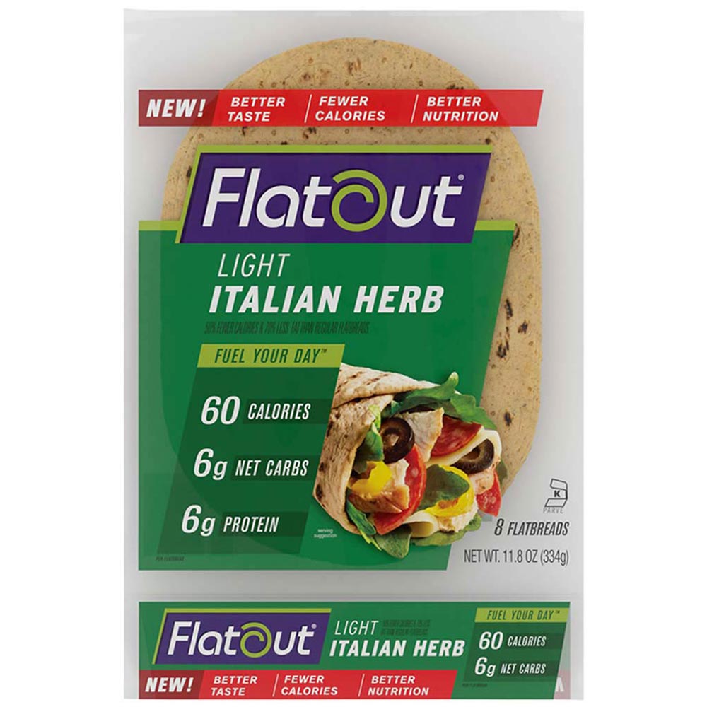 Low Carb Flatbread Flatout LIGHT Wraps, High Protein & High Fiber Wholesome Provisions