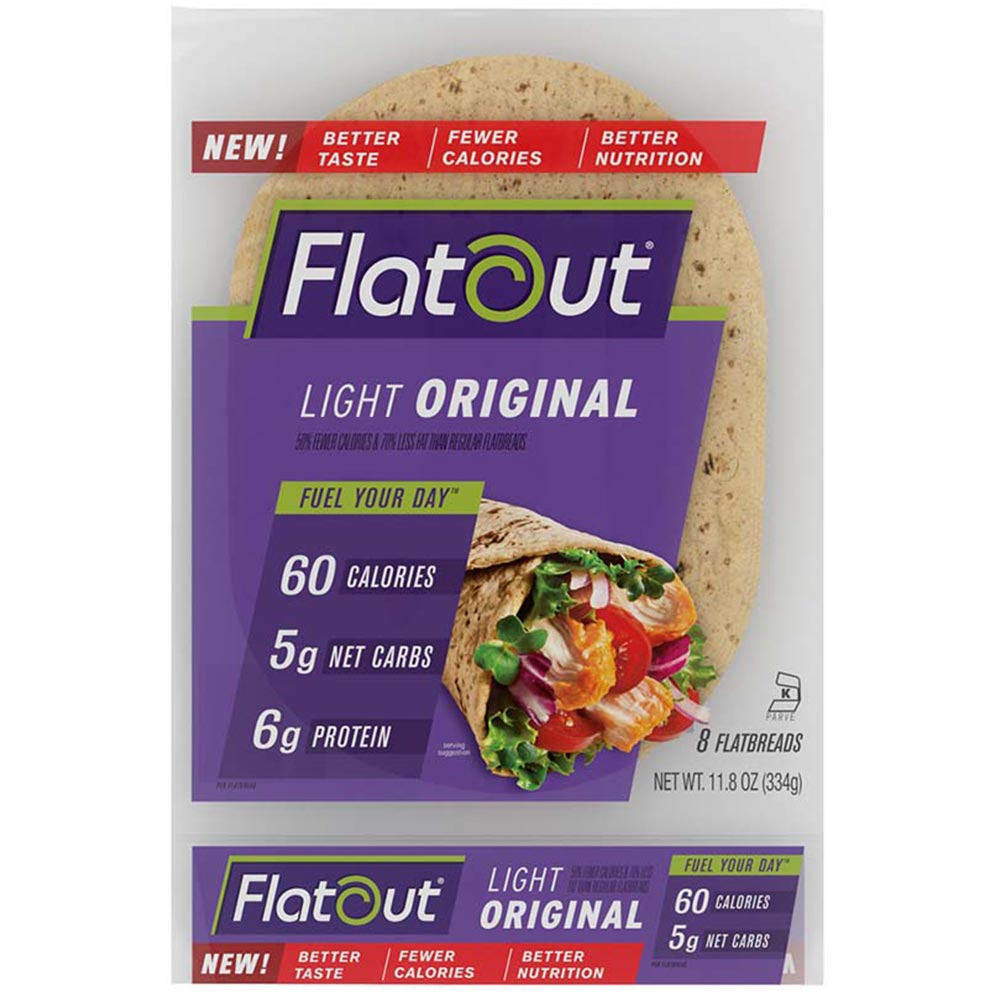 Low Carb Flatbread Flatout LIGHT Wraps, High Protein & High Fiber Wholesome Provisions