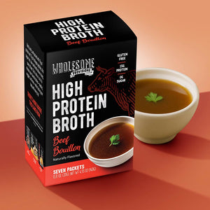 wholesome provisions, protein beef broth, protein sipping broth, collagen broth
