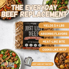 plant based beef, vegan beef, shelf stable protein, tvp, texture vegetable protein, plant based meat, just like beef