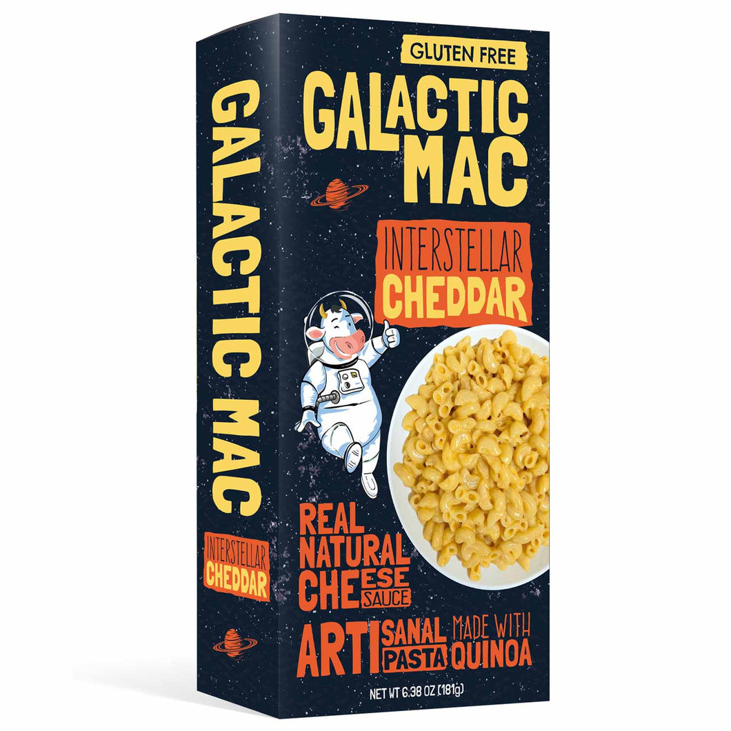 galactic mac, intersteller cheddar, gluten free mac and cheese