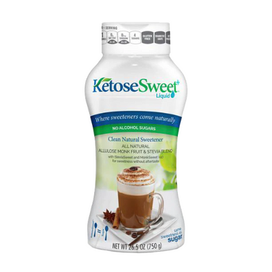 Bottle of KetoseSweet+ Liquid, a low-calorie sweetener perfect for beverages, baking, and cooking