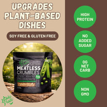 noble plate meatless crumbles, vegan meat, tvp, texture vegetable protein, textured pea protein, vegan ground meat replacement 