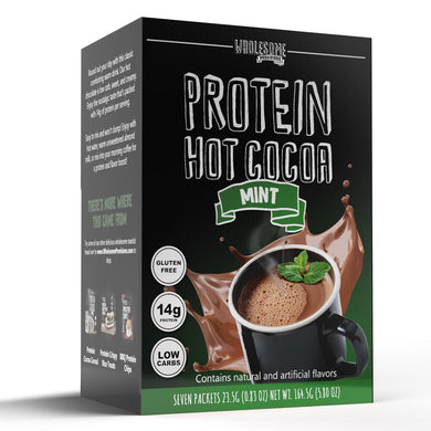 Mint protein hot chocolate, wholesome provisions, keto hot chocolate, sugar free hot chocolate