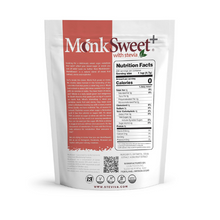 Package of MonkSweet+, a natural sweetener made from monk fruit, ideal for healthy sugar-free recipes