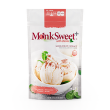 MonkSweet natural sweetener packaging, featuring a blend of monk fruit and erythritol for a sugar-free lifestyle