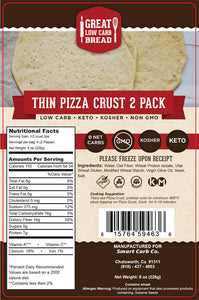 Pizza Crusts - 0g Net Carb, High in Protein, High Fiber, Non-GMO - 2 Thin Crusts Per Package