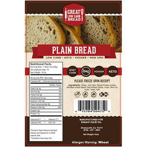 Plain Sliced Bread - 0g Net Carb, High in Protein, High Fiber, Non-GMO