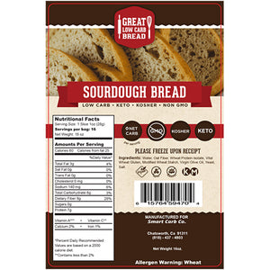 Sourdough Sliced Bread - 0g Net Carb, High in Protein, High Fiber, Non-GMO