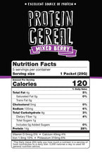Wholesome provisions, protein cereal, low carb cereal, mixed berry, nutritional facts